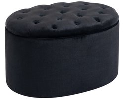 Bank 71x52x42 cm Zwart Polyester Kruk Schoenenbank Met opbergruimte Zacht en comfortabel Geschikt voor Woonkamer Slaapkamer Hal