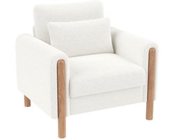 Bank 87x83x88,5cm Eenpersoonsbank Eenpersoonsstoel Relaxfauteuil Comfortabele Stoel Wit Teddy Fluweel Met Dikke Zitkussen Zachte Bekleding Comfortabele Rugleuning Geschikt Voor Woonkamer Kantoor Of Slaapkamer