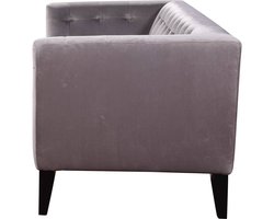 Bank bankstel velours fluweel meubel "Vanessa" - 3 zits - Grijs lichtgrijs