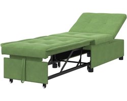 Bank Bed Bank - Slaapbank Fauteuil - Ontspannen en Slapen - 3-in-1 Verstelbaar - 194 x 67 cm - Lichtgroen