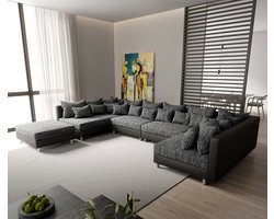 Bank Clovis XL zwart met hocker woonlandschap modulaire bank