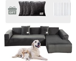 Bank covers, sofa cover, L-shaped corner sofa, stretch sofa covers with 4 cushion covers for sofa cover, 1/2/3/4-seater sofa cover, living room furniture protection, furniture cover (3+3 seats, dark gray)