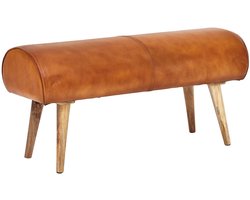 Bank Echt Leer - 2-Zits Bank - Halbank - Bruin - Hoogwaardig Leer - Stevige Massief Houten Poten - Comfortabel Zitten