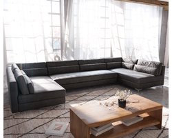 Bank Elio kunstleer vintage antraciet 400x185 cm XL woonlandschap