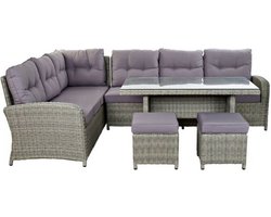 Bank en tafel set DKD Home Decor MB-166669 Buitenkant Kristal Polyester Synthetische rotan Staal (267 x 204 x 90 cm) (4 pcs)