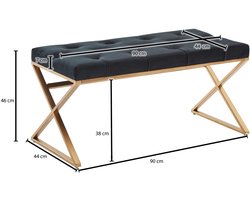 Bank Fluweel Zwart - Chesterfield Design - Modern - Gouden Frame - Compact en Stabiel - Hoogwaardig Comfort