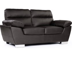 Bank gereconstrueerd leer en pvc meubel bankstel "Dallas" - 169 x 88 x 90 cm - 2 zits - Chocolade bruin