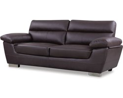 Bank gereconstrueerd leer en pvc meubel bankstel "Dallas" - 210 x 88 x 90 cm - 3 zits - Chocolade bruin