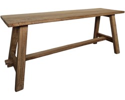 Bank Gerecycled Teakhout | Handgemaakte Houten Bank 110x30cm | Eetbank Hout | Rustieke Houten Zitbank | Indonesisch Ambacht