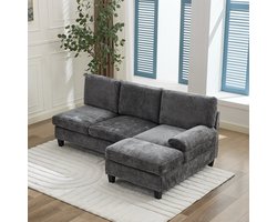 Bank - Gestoffeerde bank - Driezits hoekbank - L-vormige slaapbank - Loungebank - Geschikt voor woonkamers, appartementen, lounges en slaapkamers - 194*118*81 cm - Grijs