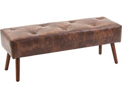 Bank Gestoffeerde bank Vintage Stijl Synthetische Bekleding 114 x 38 x 42 cm Onderstel Hout Bank Gewatteerd Bruin Antiek Effect