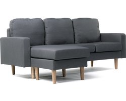 Bank hoekbank links rechts stoffen meubel "Gabby" - 3 zits - Grijs