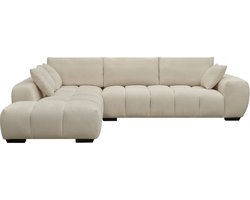 Bank hoekbank meubel stof "Monceau" - 3 zits - Beige - lichtbruin