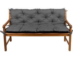Bank Kussen - Zitkussen Tuin - Buiten Ontspannen - Met Bevestigingsbanden - 130x50x50 cm - Donkergrijs