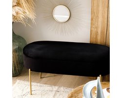 Bank | LAYLA-KAART fluweelzwart met opbergruimte | Afmetingen: 91,5x41x46,5 cm | 828329