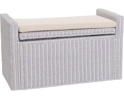 Bank M92 Garderobebank Bankkruk, met opbergruimte Kussen Kubu rotan 88cm ~ wit