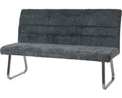 Bank MCW-G55, eetkamerbank, geborsteld roestvrij staal stof/textiel chenille Oeko-Tex, 160cm ~ blauwgroen