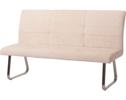 Bank MCW-G55, eetkamerbank, geborsteld roestvrij staal stof/textiel chenille Oeko-Tex, 180cm ~ crème