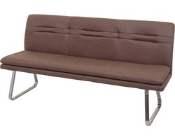 Bank MCW-H70, eetkamerbank gestoffeerde bank, rugleuning stof/textiel geborsteld roestvrij staal ~ bruin 180cm