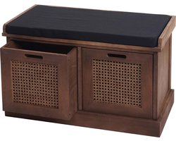 Bank MCW-J49, gestoffeerde bank garderobebank, kussens opbergboxen opbergvak 47x75x40cm ~ bruin, bekleding zwart