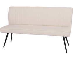 Bank MCW-K16, eetkamerbank gestoffeerde bank, rugleuning stof/textiel bouclé metaal 160cm ~ crème-beige