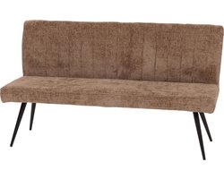 Bank MCW-K16, eetkamerbank gestoffeerde bank, rugleuning stof/textiel chenille metaal 160cm ~ bruin