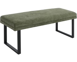Bank MCW-O81, gestoffeerde bank, garderobebank, eetkamerbank, metaal, chenille (310 g/m²) 120 cm ~ groen