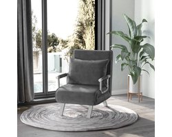 Bank met armleuning 3-in-1 slapende fauteuile gastenbed vouwmatras vouwbed chaiselongue multifunctie synthetisch leer grijs 65 x 69 x 80 cm