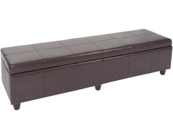 Bank met opbergruimte Kriens XXL, kunstleer, 180x45x45cm MVG-gecertificeerd ~ bruin