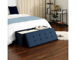 Bank - Met opbergruimte - Zitkist - Opbergbox - Opklapbaar - Max. statische belasting 300 kg - Blauw