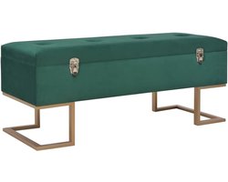Bank met Opbergvak - Zitbank Halbank - Woonkamer Inrichten - Fluwelen Bekleding - 105 x 40 x 44 cm - Groen