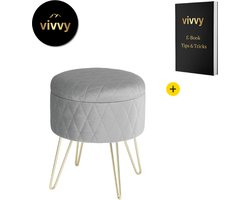 Bank Met Opslagruimte - Halbankje Met Opbergruimte Multifunctioneel - Bedkist Comfortabel - 100% Tevredenheidsgarantie - Lichtgrijs - 31.5*31.5*36 Cm