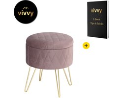 Bank Met Opslagruimte - Halbankje Met Opbergruimte Multifunctioneel - Bedkist Comfortabel - 100% Tevredenheidsgarantie - Roze- 31.5*31.5*36 Cm