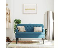Bank met rugleuning - Zitbank eetkamer - Gezellig Zitten - Zachte fluwelen stof - 119x64x75 cm - Blauw