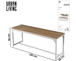 BANK MET WITTE METALEN STRUCTUUR 120X35XH46CM