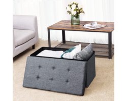 Bank - Opbergruimte - Imitatielinnen - Ongelooflijke capaciteit - Extra stabiel - Praktische schoenenbank - Bedkast - Woonkamer - Vezelplaat van gemiddelde dichtheid - Lichtgrijs - 76 x 38 x 38 cm