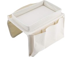 Bank Organizer - Armleuning Dienblad - Armleuning organizer - Banktafe - Flexibel - Anti slip – 5 Vakken – Oxford-doek – Wit