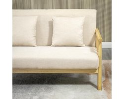 Bank – Sofa – Zitbank – Hoekbank – Linnen Bank – Beige Kleur – Inclusief 2 Lendenkussens – Comfortabele Zitting