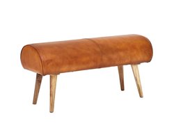 Bank - Voetenbank - Vloerbeschermers - Leer - 100x40x53 cm