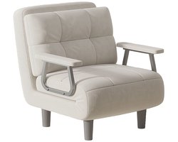 Bankbed – Slaapbank – Bedbank – Loveseat – Fauteuil – Corduroy Bekleding – Inklapbaar Compact Ontwerp 60x77x50 cm – Zilverkleurige Armleuningen