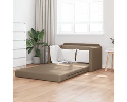 Bankbed – Slaapbank – Bedbank – Slaapbank met Chaise Longue – Loveseat – Ruimtebesparend Design – Massief Houten Frame en Metalen Ondersteuning – 124x71x78 cm – Cappuccino Synthetisch Leer