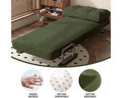 Bankbed – Slaapbank – Bedbank – Sofa Bed – Logeerbed – Corduroy Bekleding – Inklapbaar Compact Formaat 60x77x50 cm