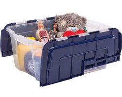Bankers Box Plastic opbergbox met deksel - nestelbaar - voedselveilig - BPA vrij - 45L - klapdeksel