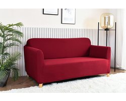 Bankhoes 2-zits - stretch universeel elastisch - bordeauxrood - 120-170 cm - bankovertrek hoekbank hoes stretch