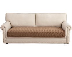Bankhoes 3-zits anti-slip chaise longue hoekbankovertrek - bruin - 90 x 210 cm hoekbank overtrek