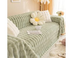 Bankhoes - Bankovertrek Pluche - Meubels Beschermen - Zachte Flanellen Stof - 180 x 260 cm - Groen