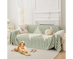 Bankhoes Boho - Sofahoezen Chenille - Meubels Beschermen - Uitstekende Antislip - 231 x 340 cm - Groen