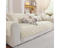 Bankhoes Flanel - Zitkussenhoes Bank - Bescherming Bank - Antislip Siliconen - 70x90cm - Beige