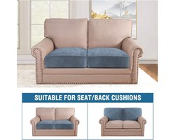 Bankhoes - Fluwelen stretch bankovertrek, modulaire kussenhoezen -77D x 150B x 25H centimeter - saet van 2 - Stenen blauw