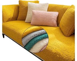 Bankhoes hoekbank waterdichte L-vorm 1/2/3/4-zits, bankbeschermer, bankbeschermer antislip, geel, 110 x 110 cm
